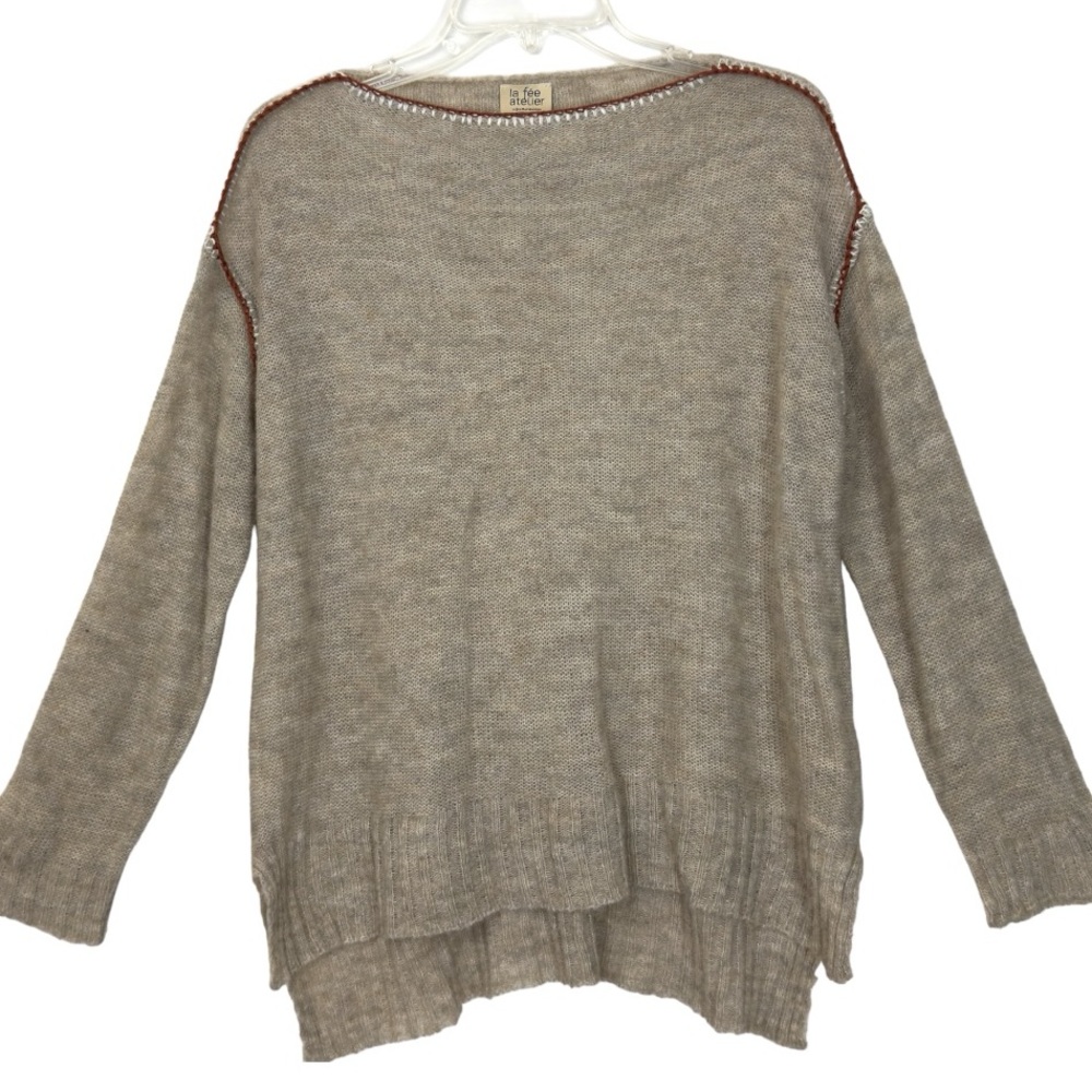 La Fee Maraboutee Sweater Size M Dark Beige Brown Stitched Seam